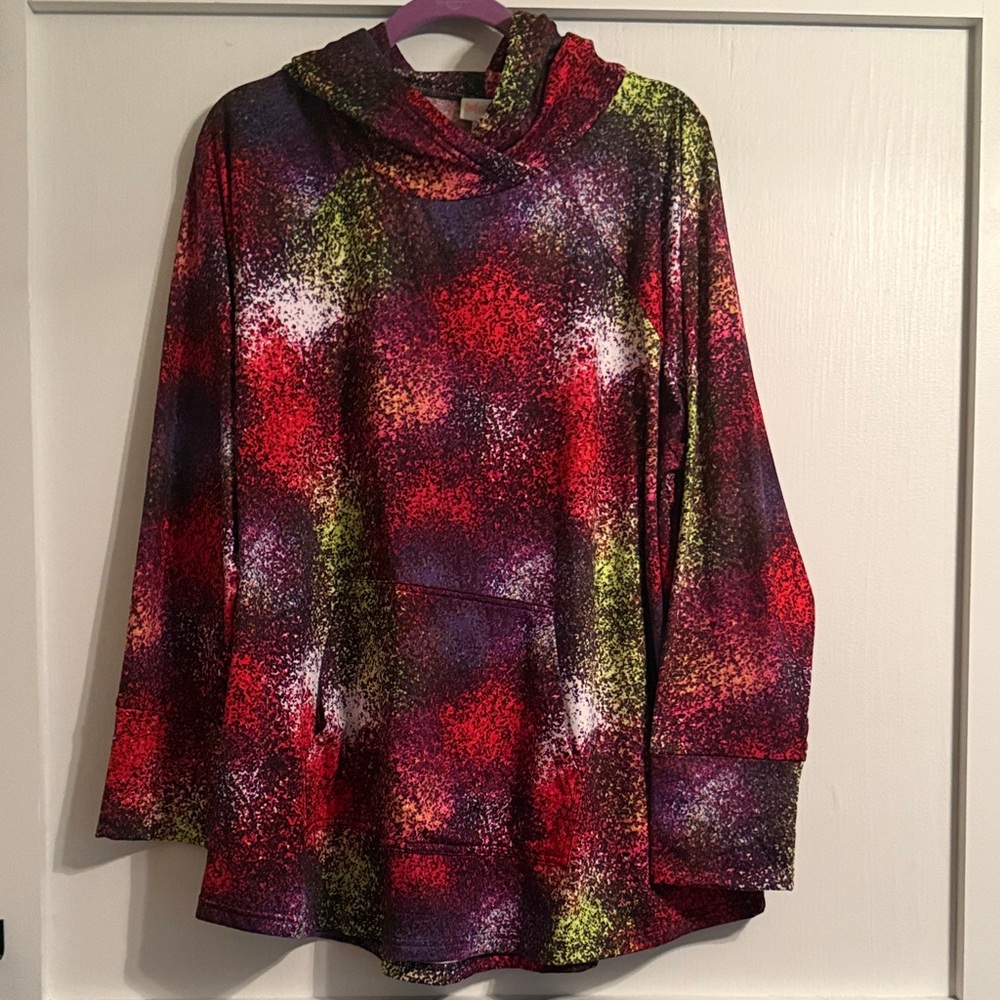 LuLaRoe Amber Multicolor Hooded Top NWT
